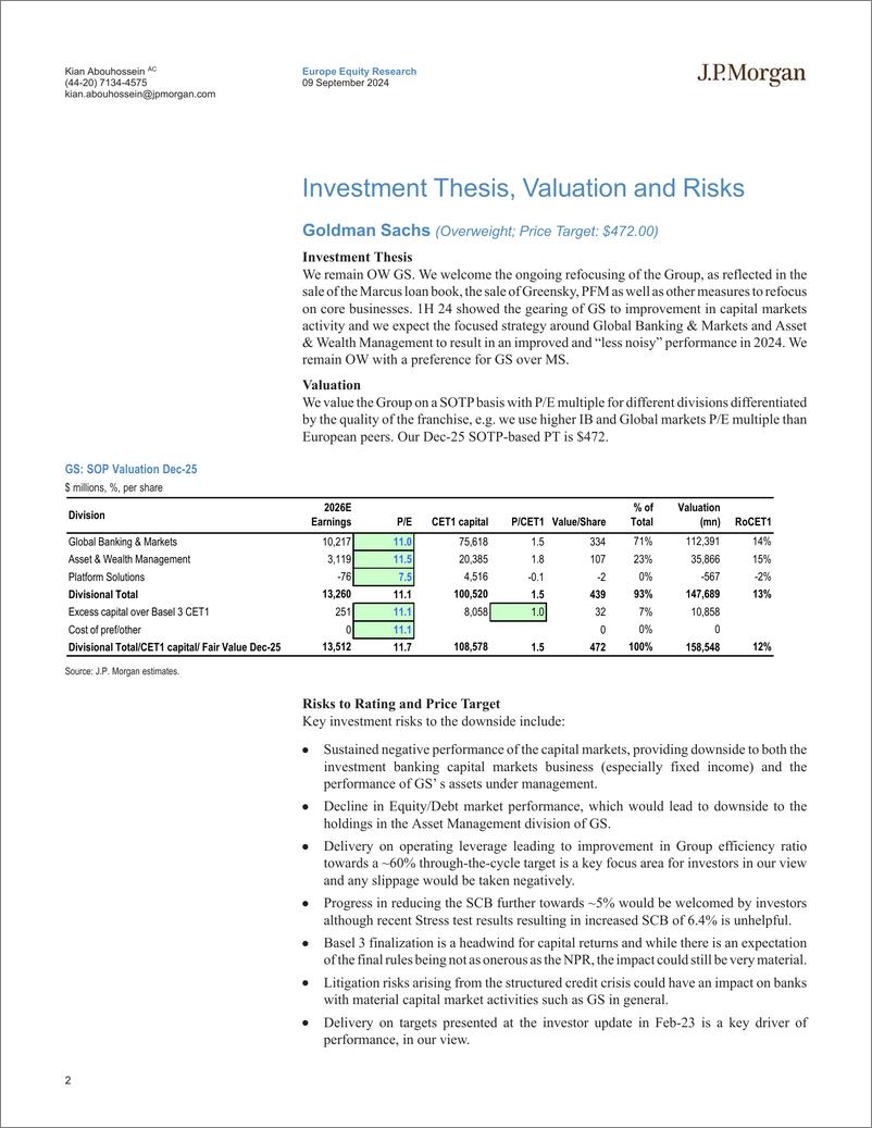 《JPMorgan-US Investment Banks Model Updates-110243708》 - 第2页预览图