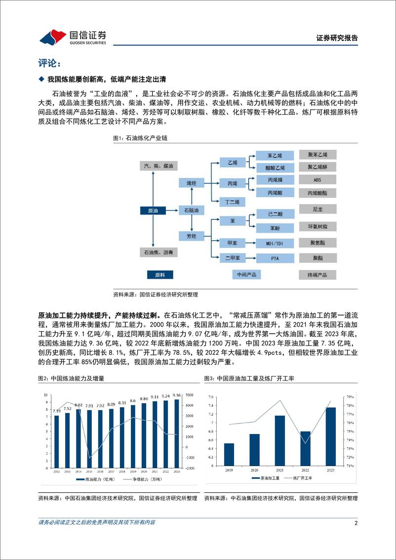 《积极践行“分子炼油”，持续推进“减油增化”-国信证券》 - 第2页预览图