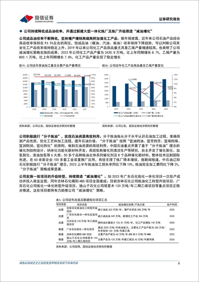 《积极践行“分子炼油”，持续推进“减油增化”-国信证券》 - 第8页预览图