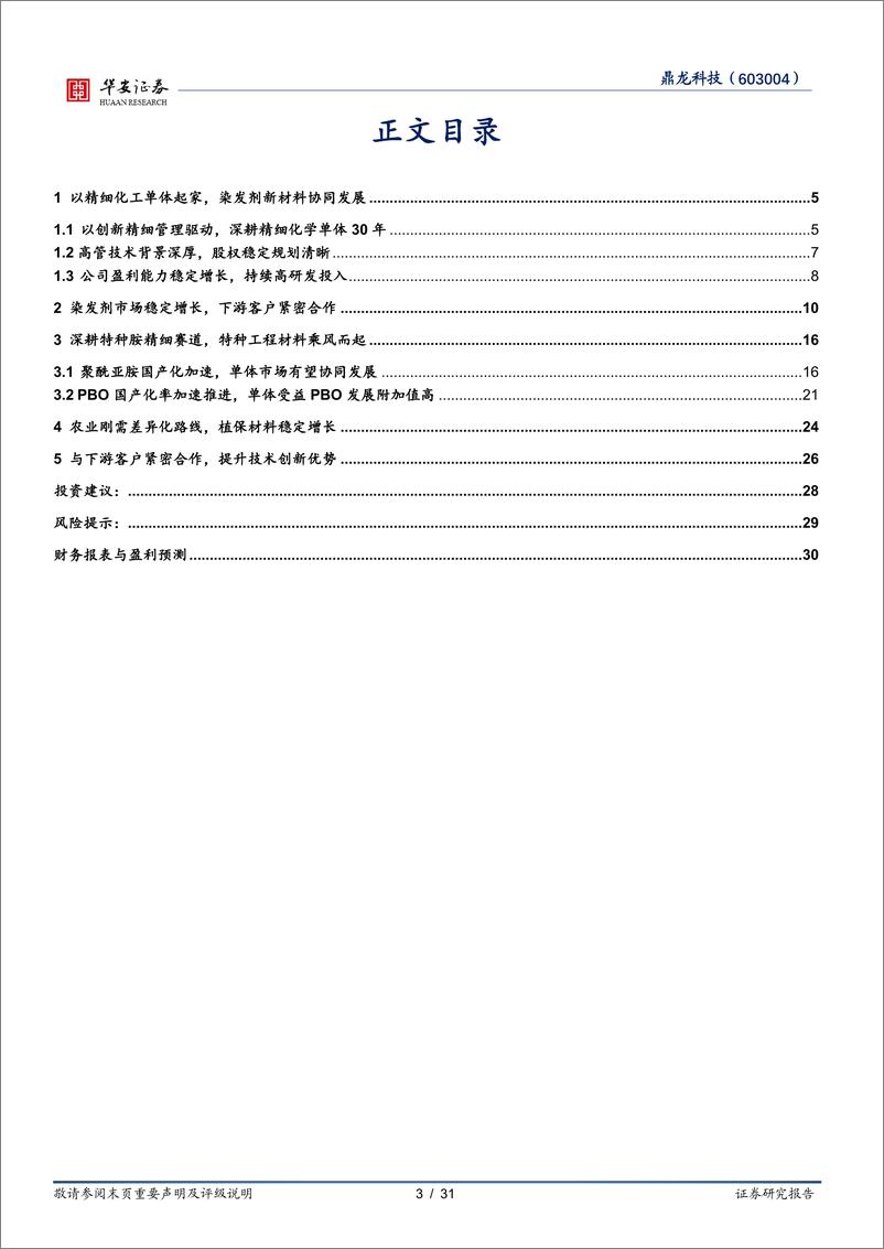 《鼎龙科技(603004)染发剂原料头部企业，特种胺单体材料乘风而起-240813-华安证券-31页》 - 第3页预览图