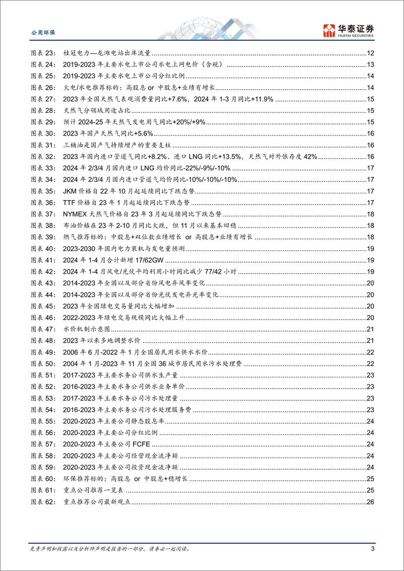 《公用环保行业中期策略：从β到α，现金流%2b成长看复合收益-240603-华泰证券-33页》 - 第3页预览图