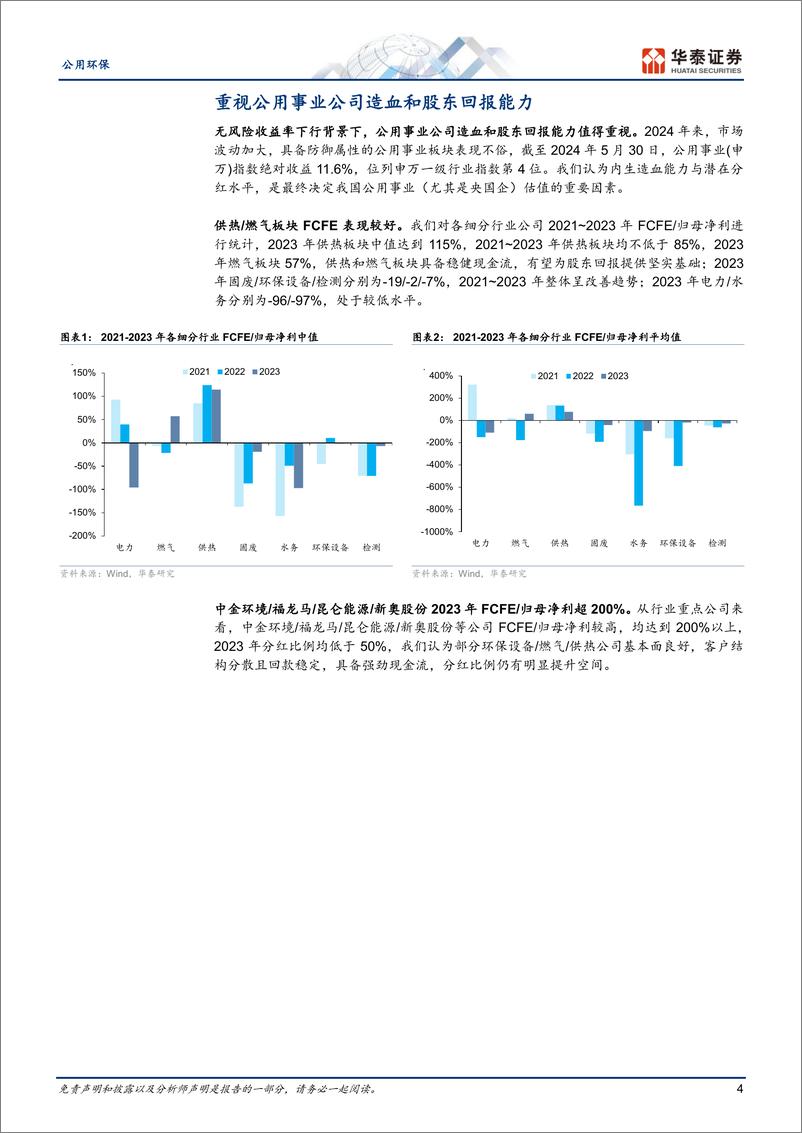 《公用环保行业中期策略：从β到α，现金流%2b成长看复合收益-240603-华泰证券-33页》 - 第4页预览图