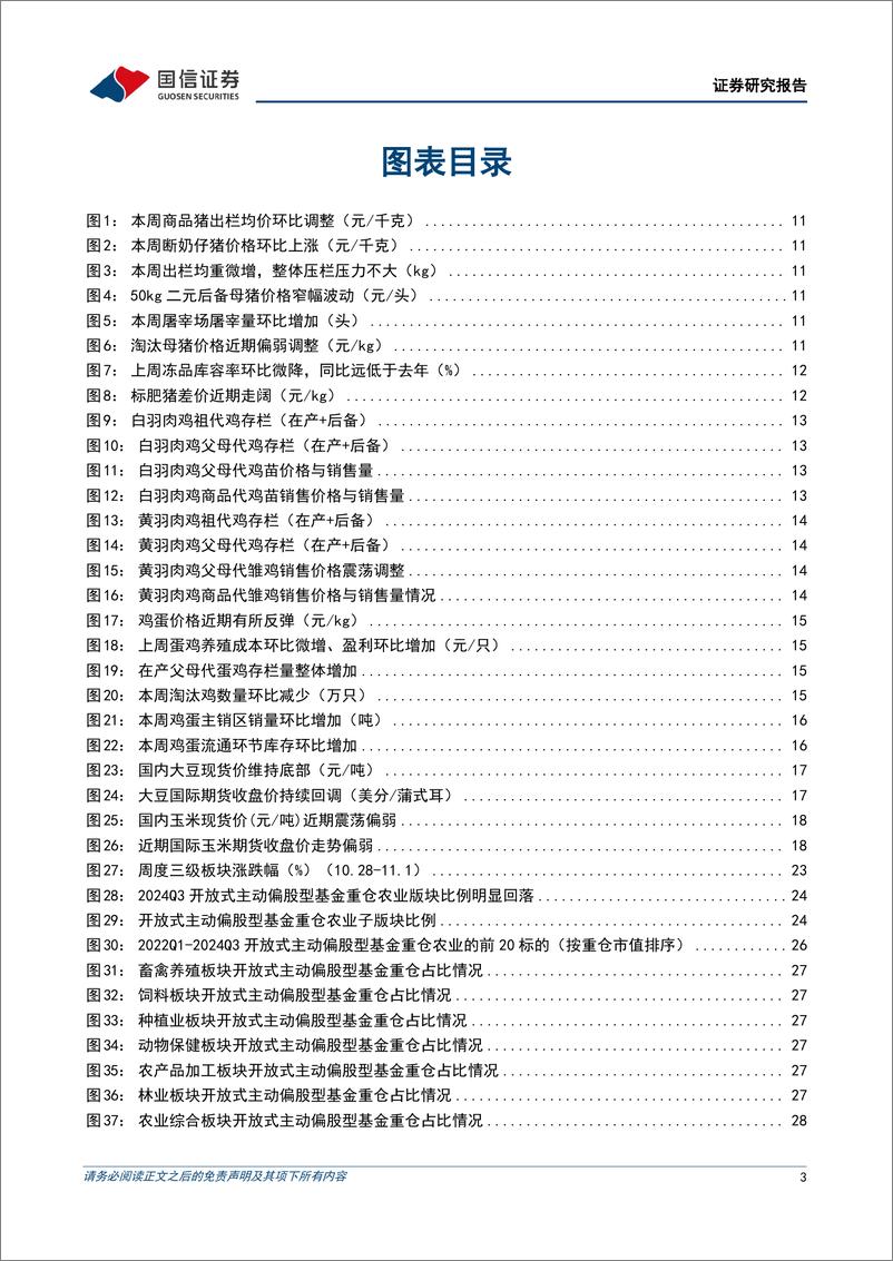 《农产品研究跟踪系列报告(133)：2024Q3主动偏股型基金重仓农业股总量环比减少，龙头白马及优质弹性标的彰显持仓韧性-241103-国信证券-32页》 - 第3页预览图