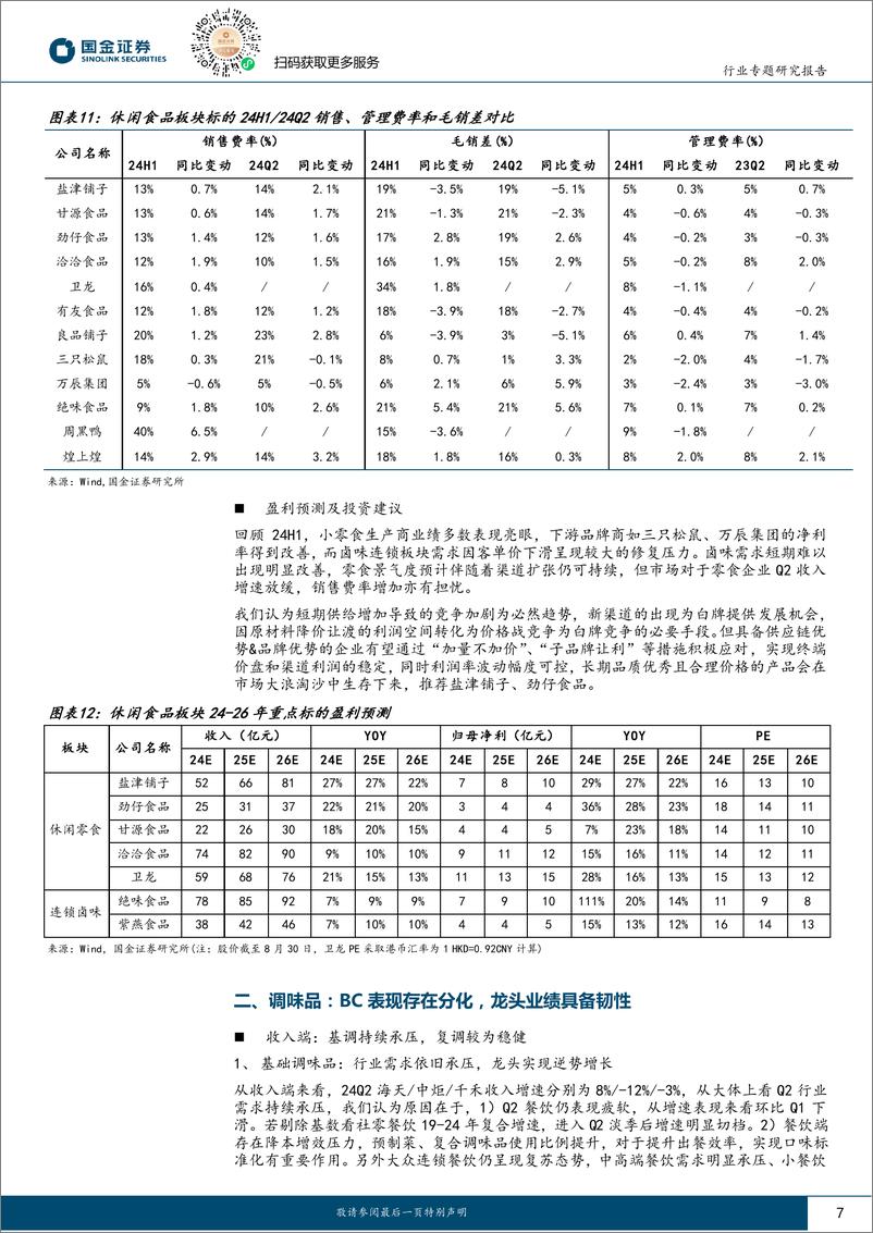 《食品饮料行业大众品中报业绩总结：行业需求集中承压，龙头业绩彰显韧性-240831-国金证券-24页》 - 第7页预览图