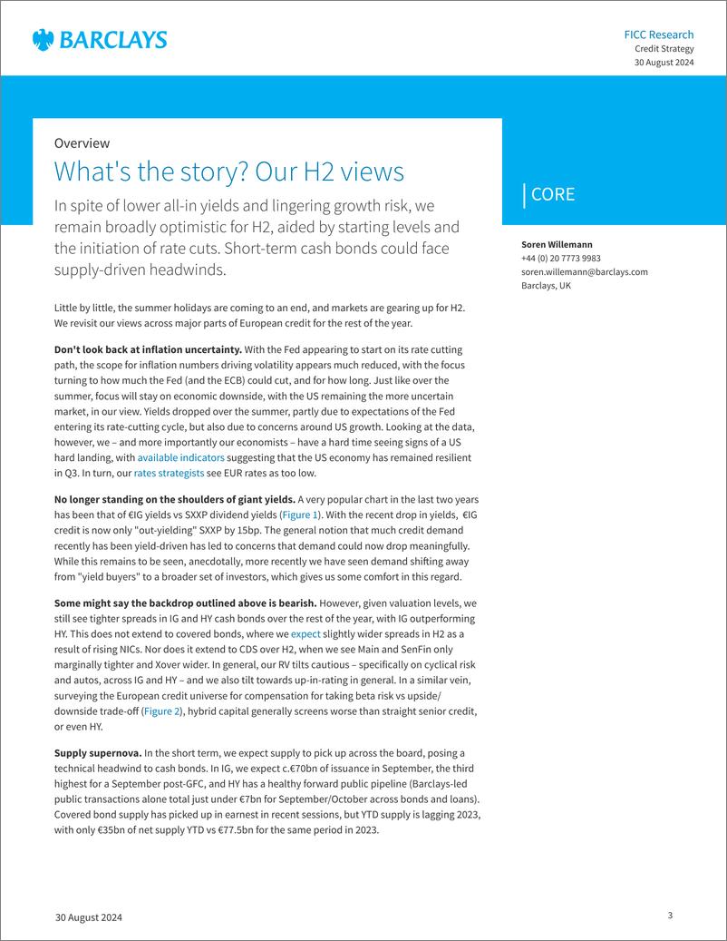 《Barclays_European_Credit_Alpha_What_s_the_story_Our_H2_views》 - 第3页预览图