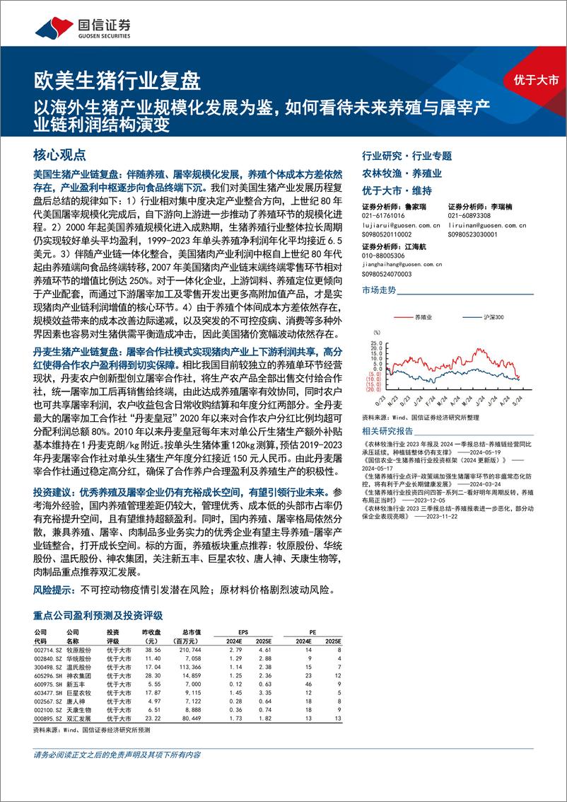 《欧美生猪行业复盘：以海外生猪产业规模化发展为鉴，如何看待未来养殖与屠宰产业链利润结构演变-240902-国信证券-27页》 - 第1页预览图