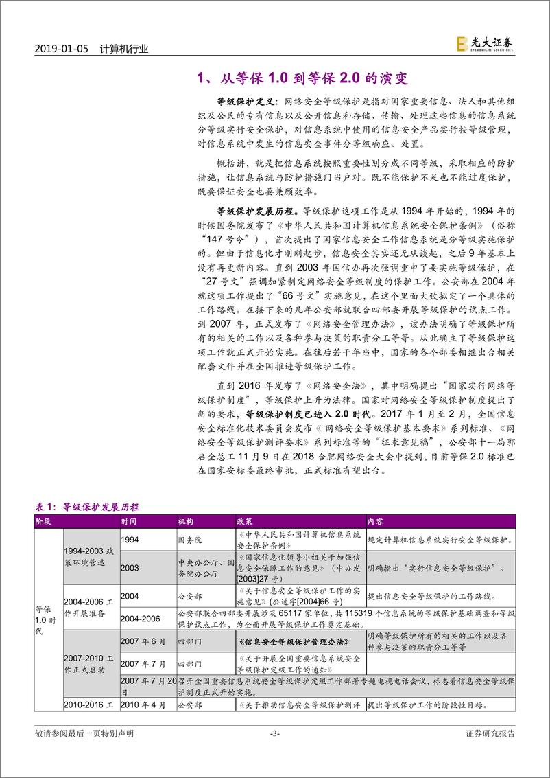 《计算机行业信息安全专题报告：等保2.0有望出台，关注新兴安全领域机会-20190105-光大证券-18页》 - 第4页预览图