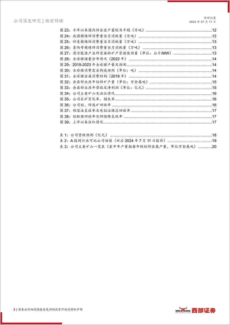 《驰宏锌锗(600497)首次覆盖报告：铅锌龙头，攻守兼备弹性十足-240711-西部证券-22页》 - 第3页预览图