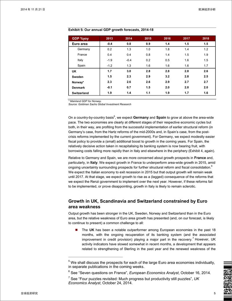 《高盛-欧洲经济分析：2015-2018-年展望：小幅好转但起色不大1》 - 第5页预览图
