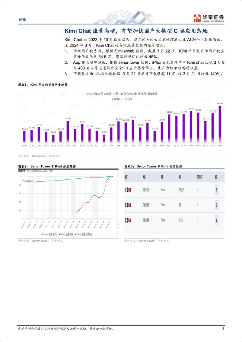 《传媒专题研究：Kimi出圈，加速国内AI应用发展》 - 第3页预览图