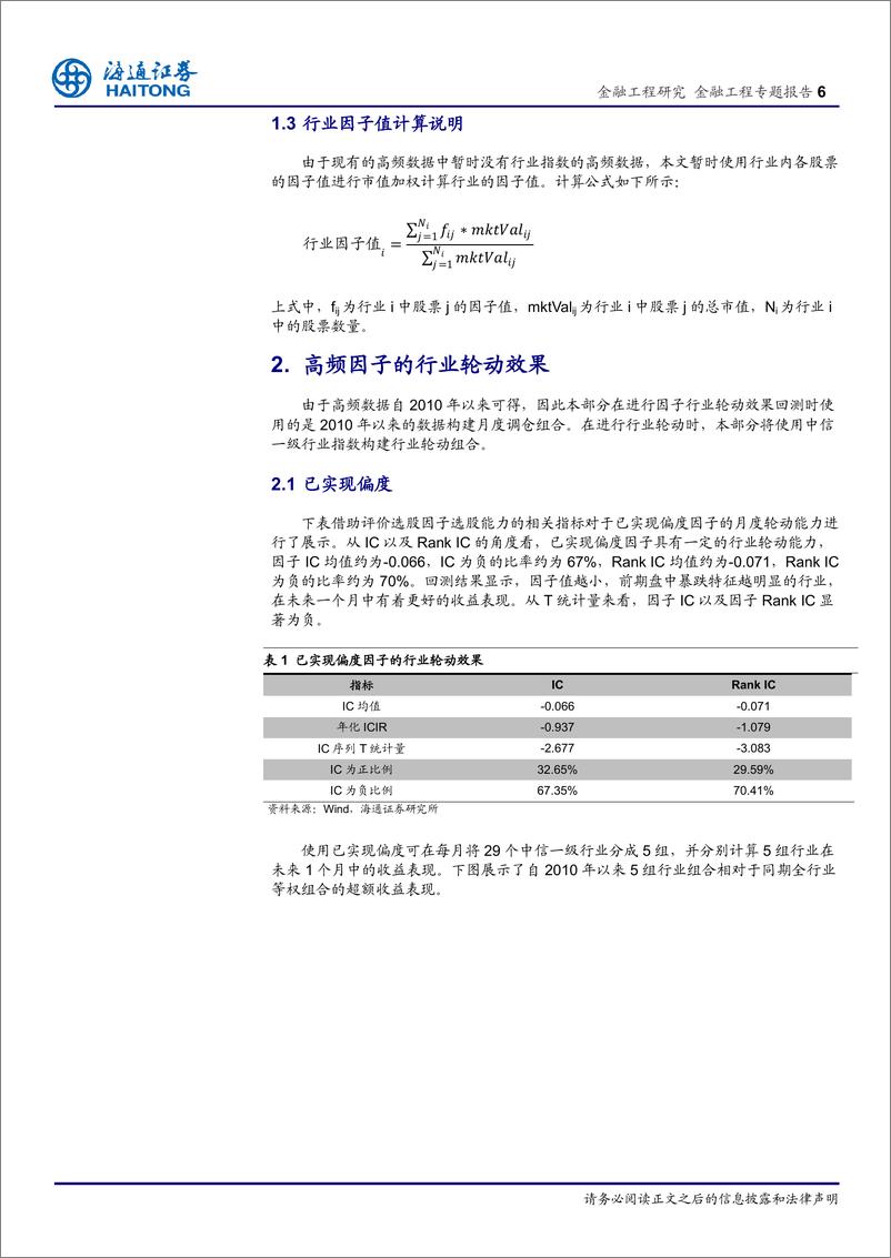 《海通证2018042行业轮动系列研究9：高频数据在行业轮动中的应用》 - 第6页预览图