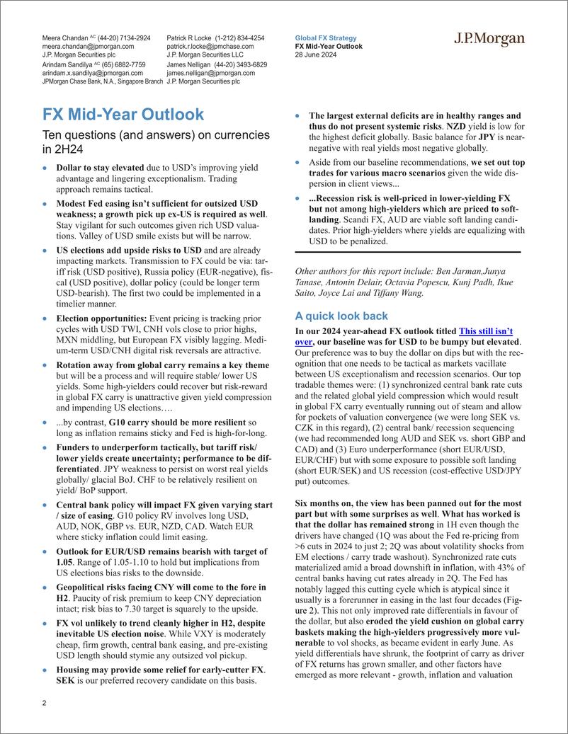 《JPMorgan-FX Mid-Year Outlook Ten questions (and answers) on currencie...-108907474》 - 第2页预览图