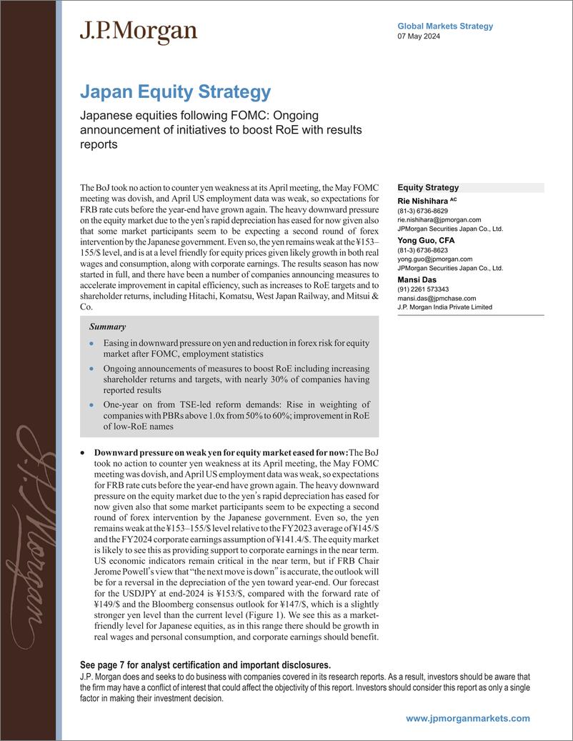 《JPMorgan-Japan Equity Strategy Japanese equities following FOMC Ongo...-108102089》 - 第1页预览图