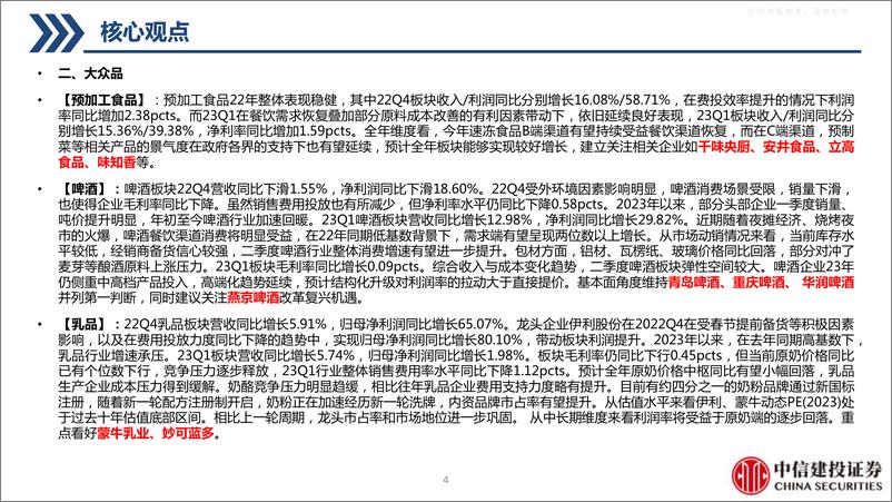 《中信建投-食品饮料行业2022A&2023Q1财报总结：白酒表现分化，大众品迎来复苏-230504》 - 第4页预览图