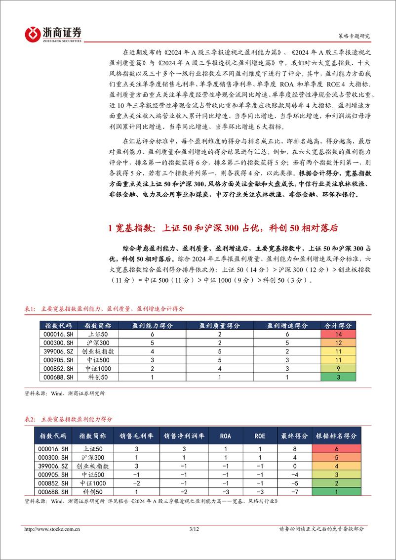 《2024年A股三季报透视之盈利篇汇总：宽基、风格与行业，质量、能力与增速-241124-浙商证券-12页》 - 第3页预览图