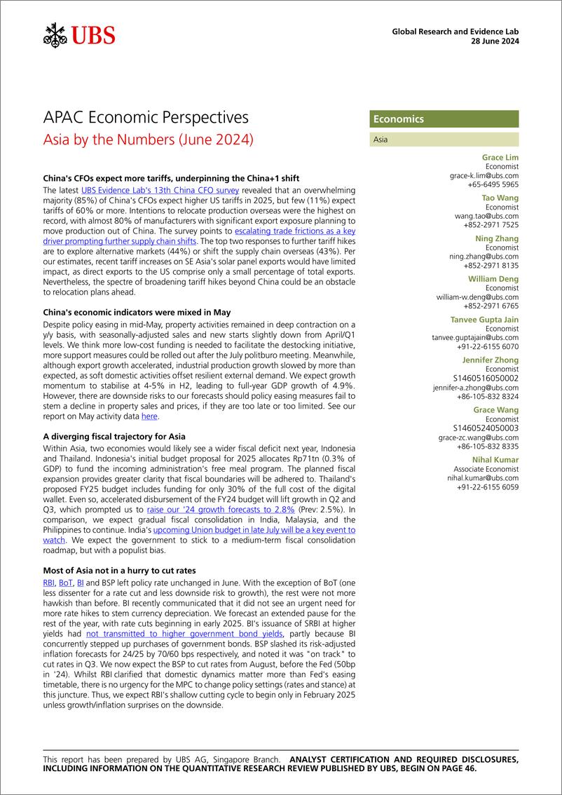 《UBS Economics-APAC Economic Perspectives _Asia by the Numbers (June 2024)_...-108890610》 - 第1页预览图