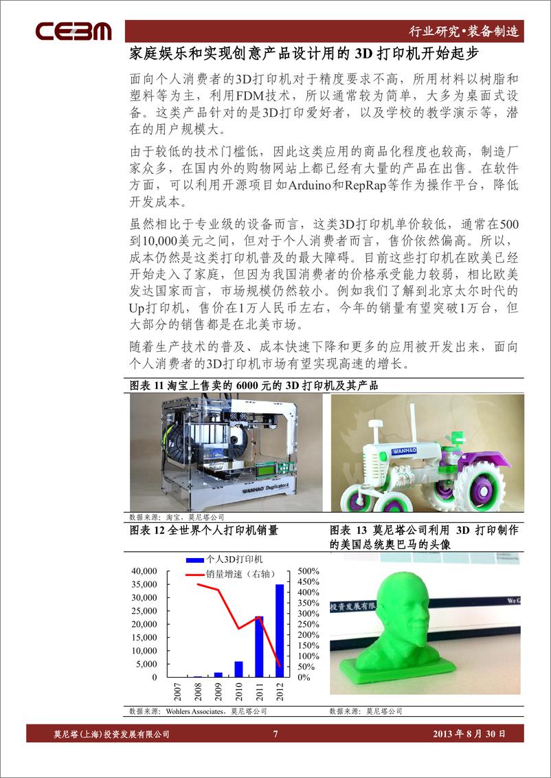 《莫尼塔-装备制造：3D打印四类应用逐渐铺开-金属增材制造步入成长期》 - 第7页预览图