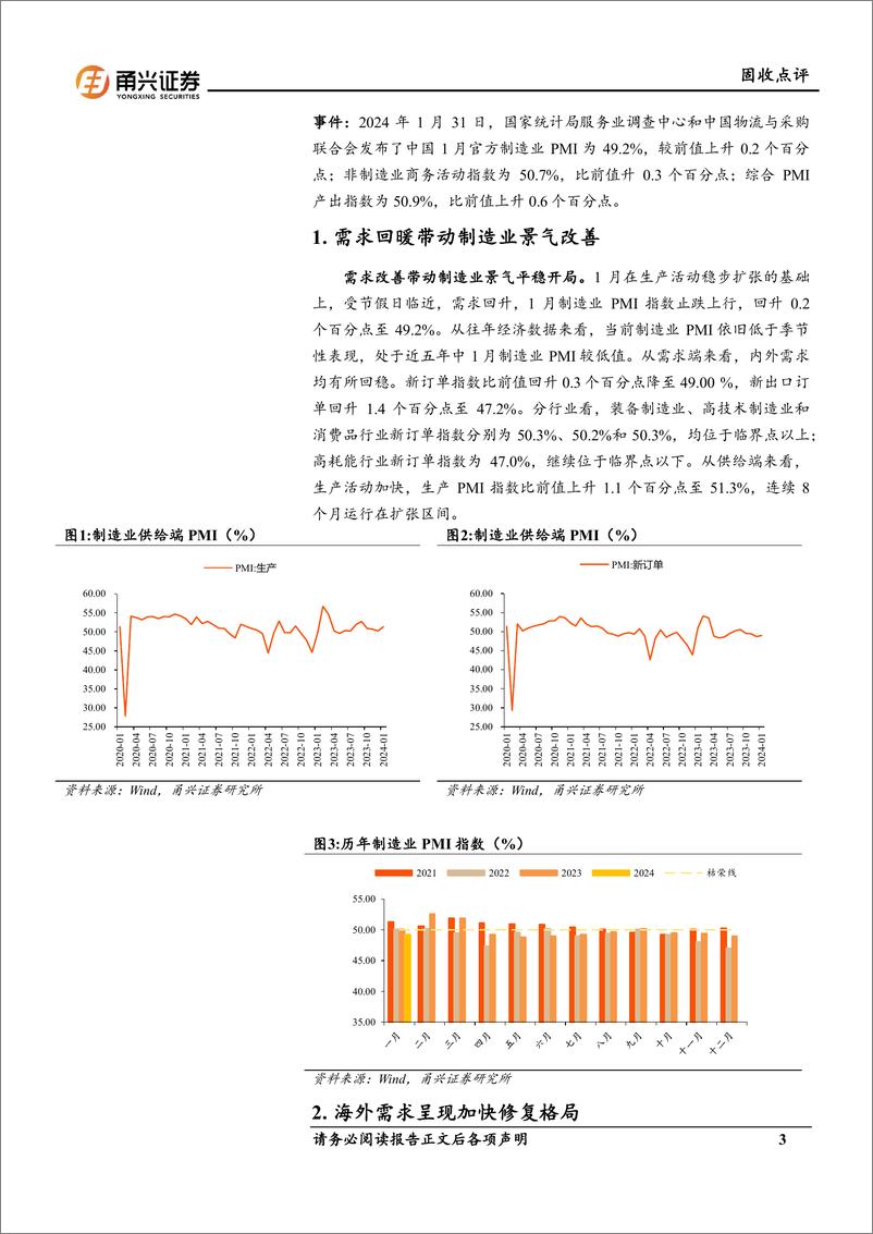 《1月PMI数据点评：经济平稳复苏-20240220-甬兴证券-10页》 - 第3页预览图