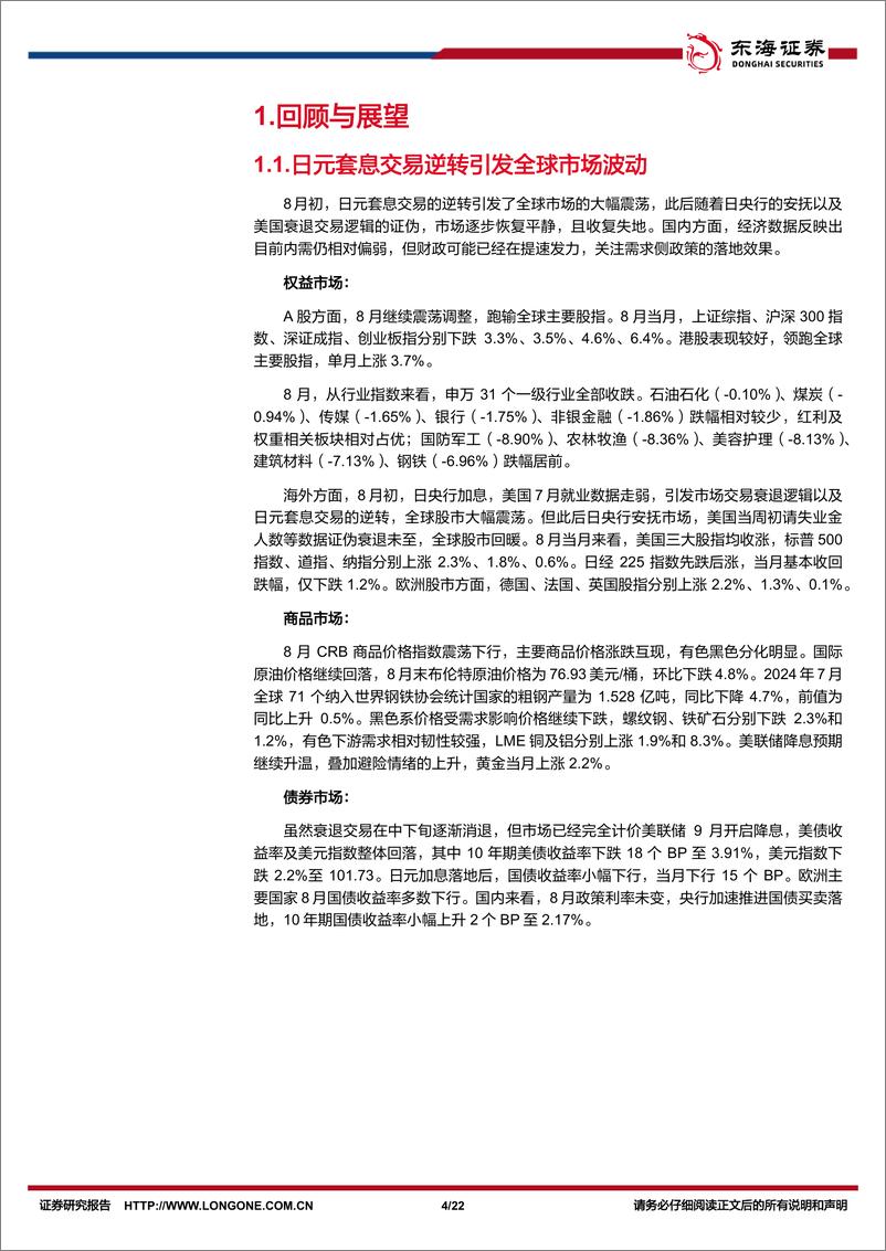 《资产配置与比较月报(2024年9月)：海外流动性拐点将至，关注国内政策落实-240910-东海证券-22页》 - 第4页预览图