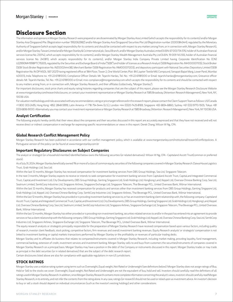 《Morgan Stanley-Singapore Equity Strategy Fund Flows and Fundamentals Augu...-110171040》 - 第7页预览图