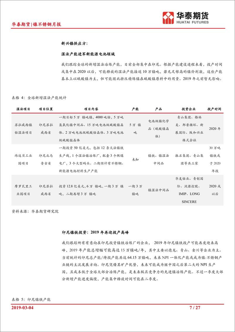 《镍不锈钢月报：旺季预期谨防过度炒作，三月镍价高位震荡-20190304-华泰期货-27页》 - 第8页预览图