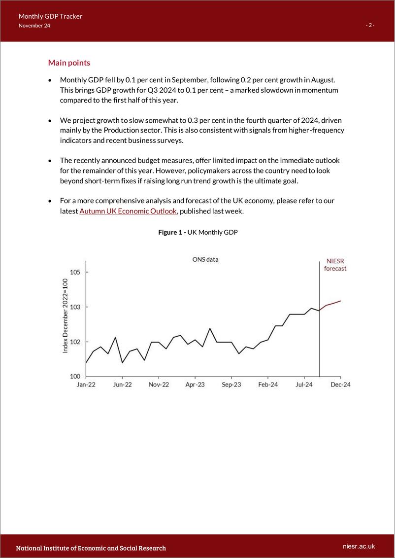 《英国国家经济和社会研究所-月度GDP追踪器：短期收益，长期约束，因为财政影响不足（英）-2024.11-13页》 - 第2页预览图