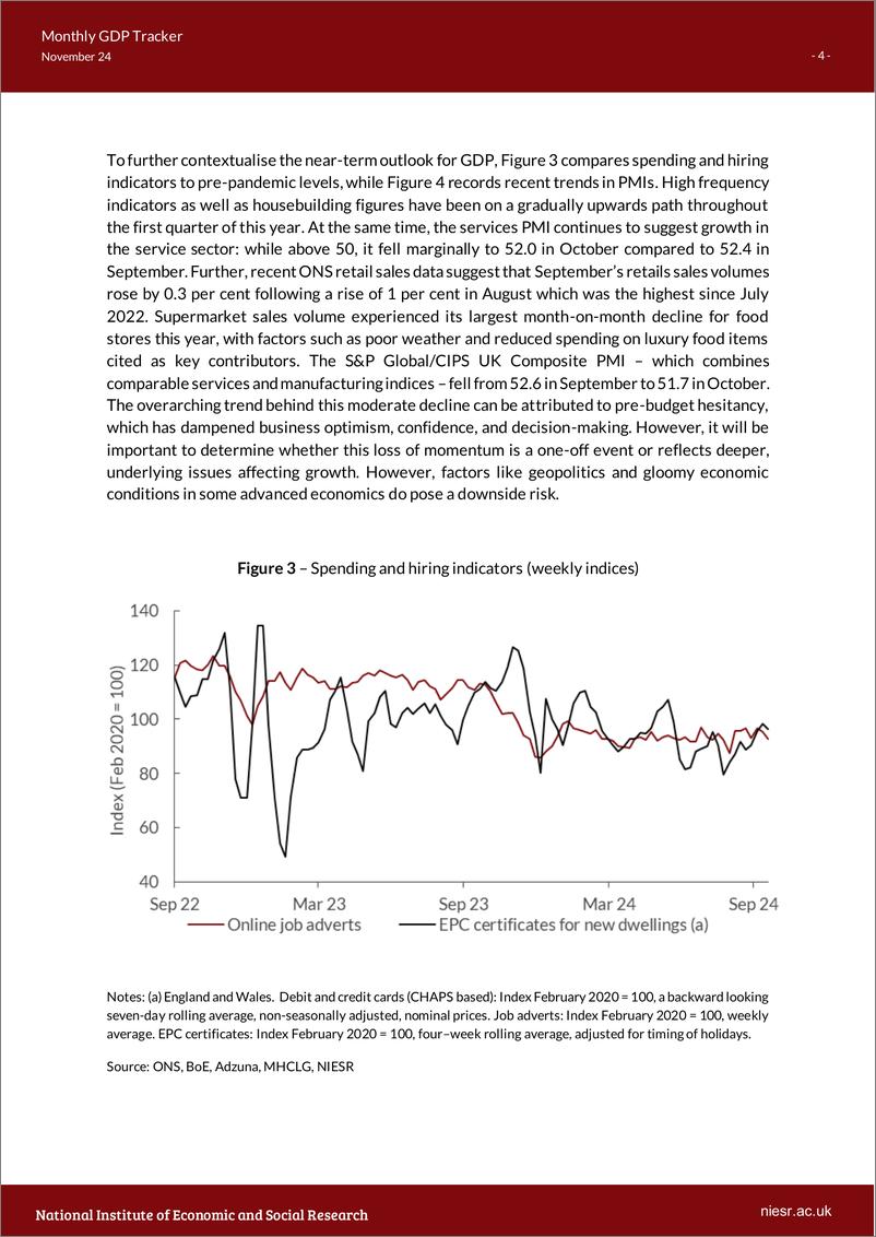 《英国国家经济和社会研究所-月度GDP追踪器：短期收益，长期约束，因为财政影响不足（英）-2024.11-13页》 - 第4页预览图