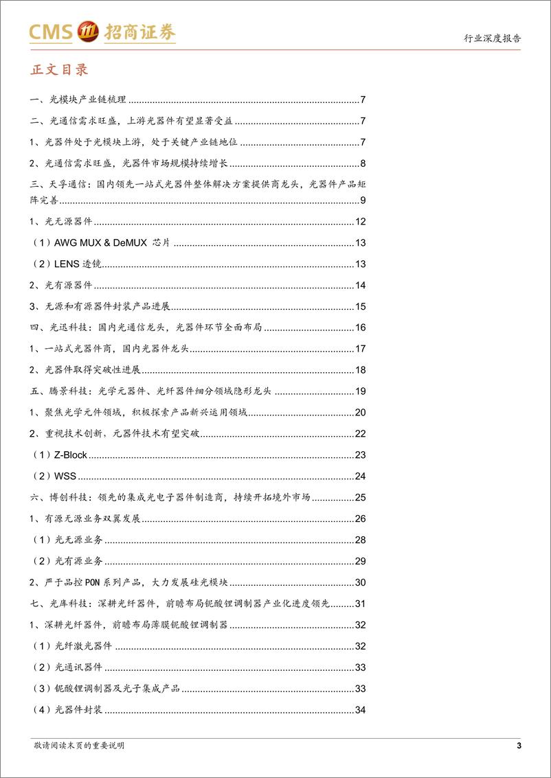 《AI算力光模块产业链系列三：光器件，AI光网络之基石，国产厂商逐步争夺光器件全球话语权-20231110-招商证券-50页》 - 第4页预览图