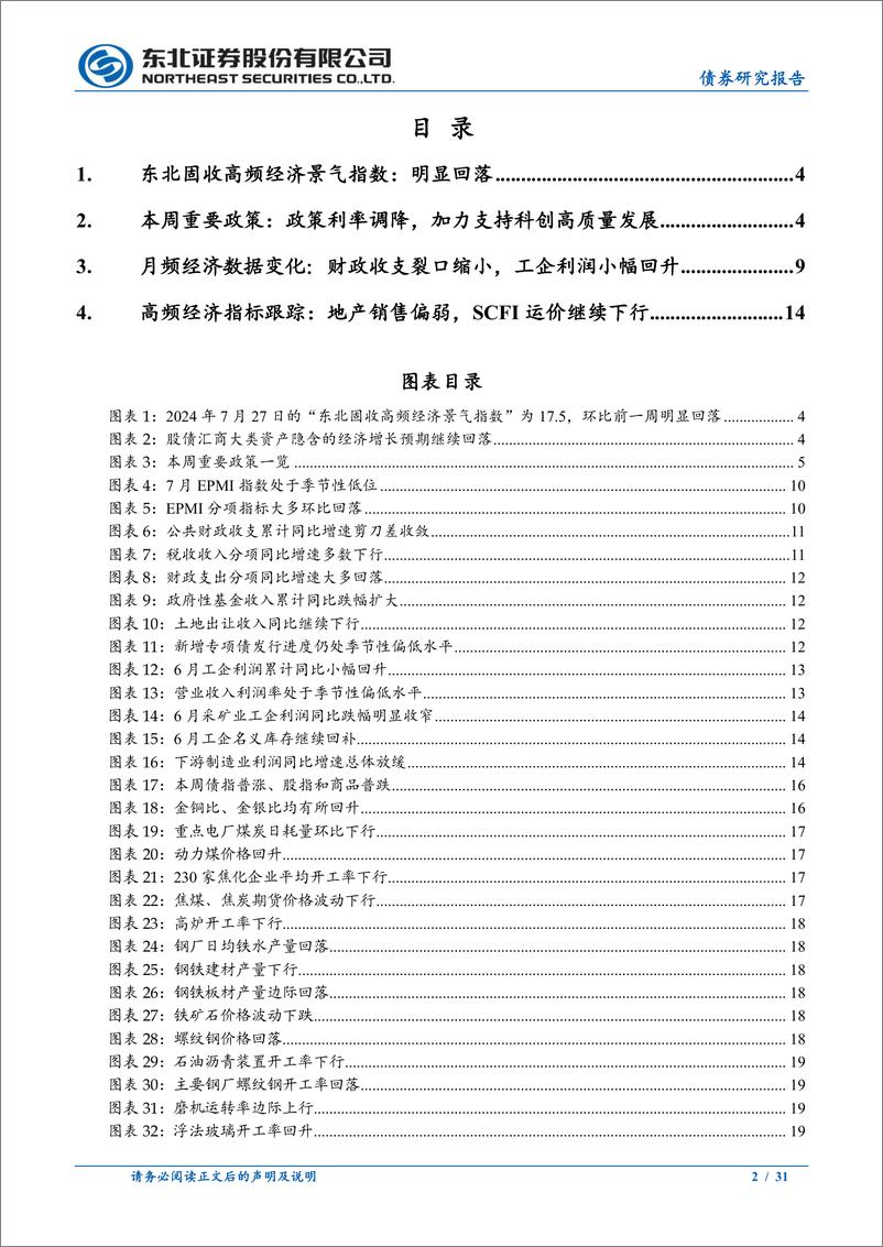 《政策及基本面观察：高频经济景气指数回落，货币政策宽松加码-240727-东北证券-31页》 - 第2页预览图