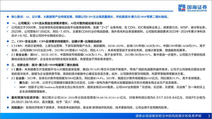 《网宿科技(300017)公司报告：CDN护城河持续拓宽，AI、出海驱动业务成长-240912-国海证券-44页》 - 第3页预览图