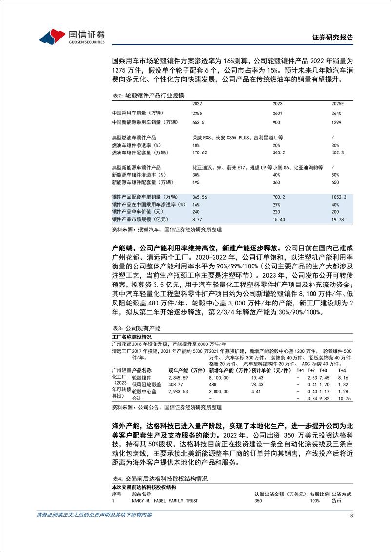 《金钟股份(301133)二季度收入同比增长24%25，内饰产品开始供货-240903-国信证券-13页》 - 第8页预览图