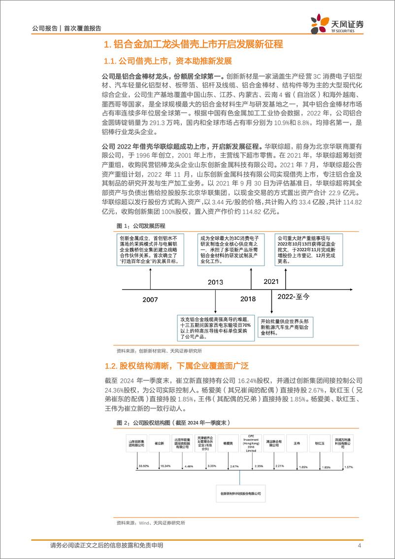 《创新新材(600361)铝合金龙头有望充分受益于苹果AI引领的硬件创新周期-240713-天风证券-20页》 - 第4页预览图