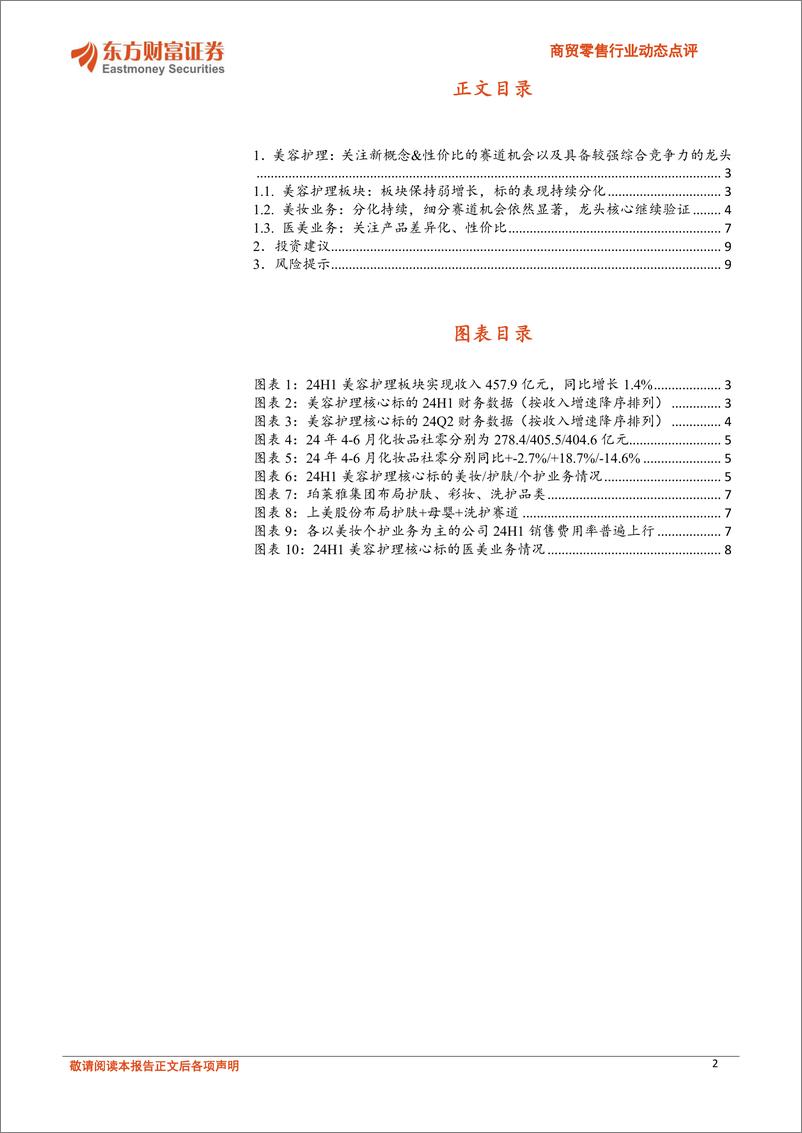 《商贸零售行业动态点评：美容护理24Q2总结，关注新概念%26性价比的赛道机会以及具备较强综合竞争力的龙头-240910-东方财富证券-10页》 - 第2页预览图