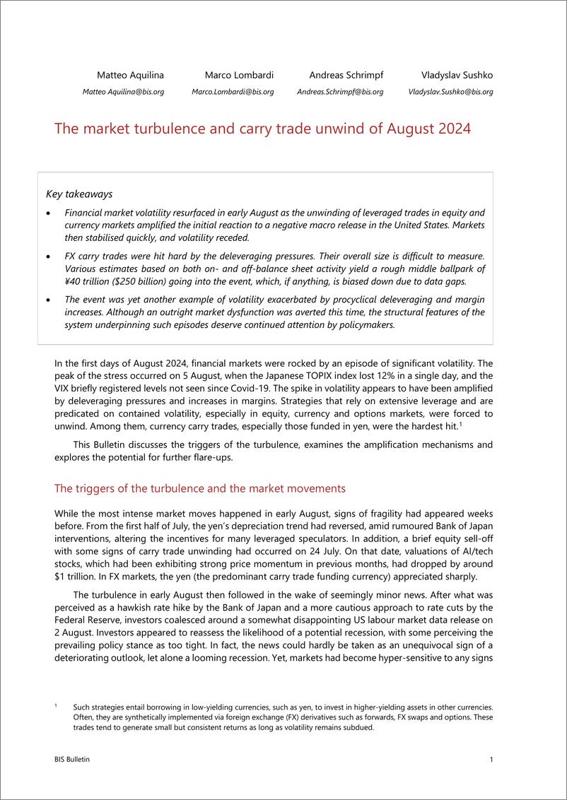 《国际清算银行-2024年8月市场动荡和套利交易解除（英）-8页》 - 第3页预览图