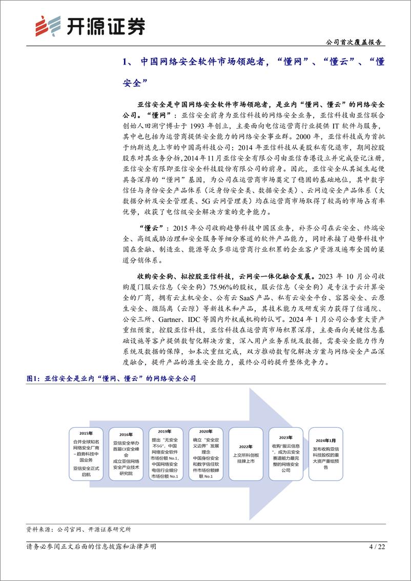 《亚信安全(688225)公司首次覆盖报告：XDR平台领跑者，推进云网安融合发展-240529-开源证券-22页》 - 第4页预览图