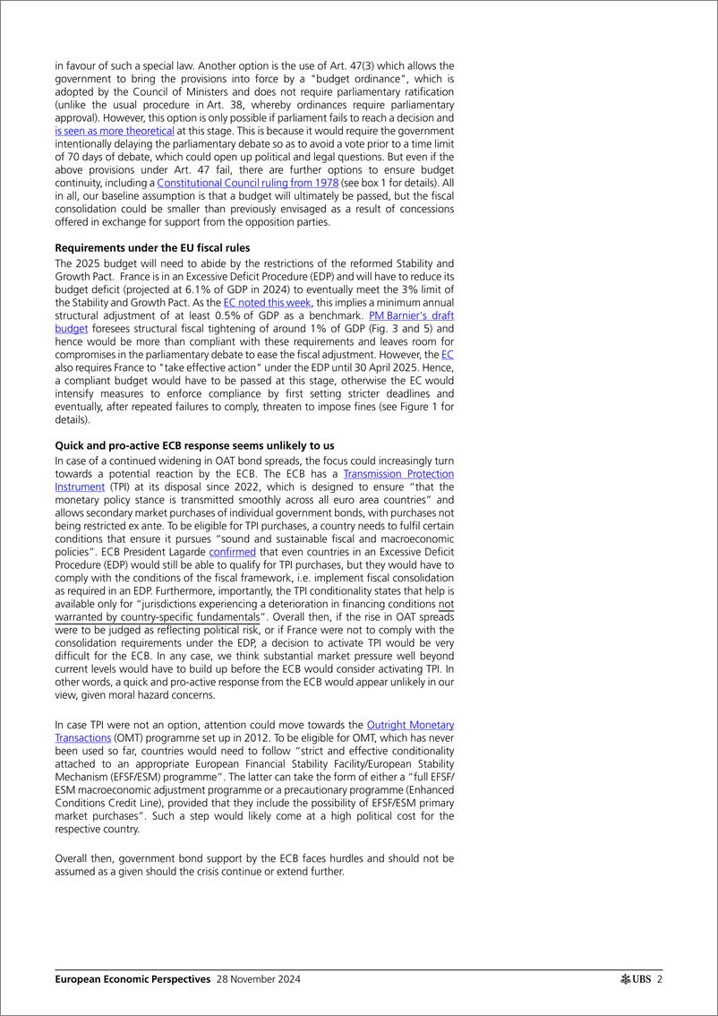 《UBS Economics-European Economic Perspectives _France Political uncertaint...-111874703》 - 第2页预览图