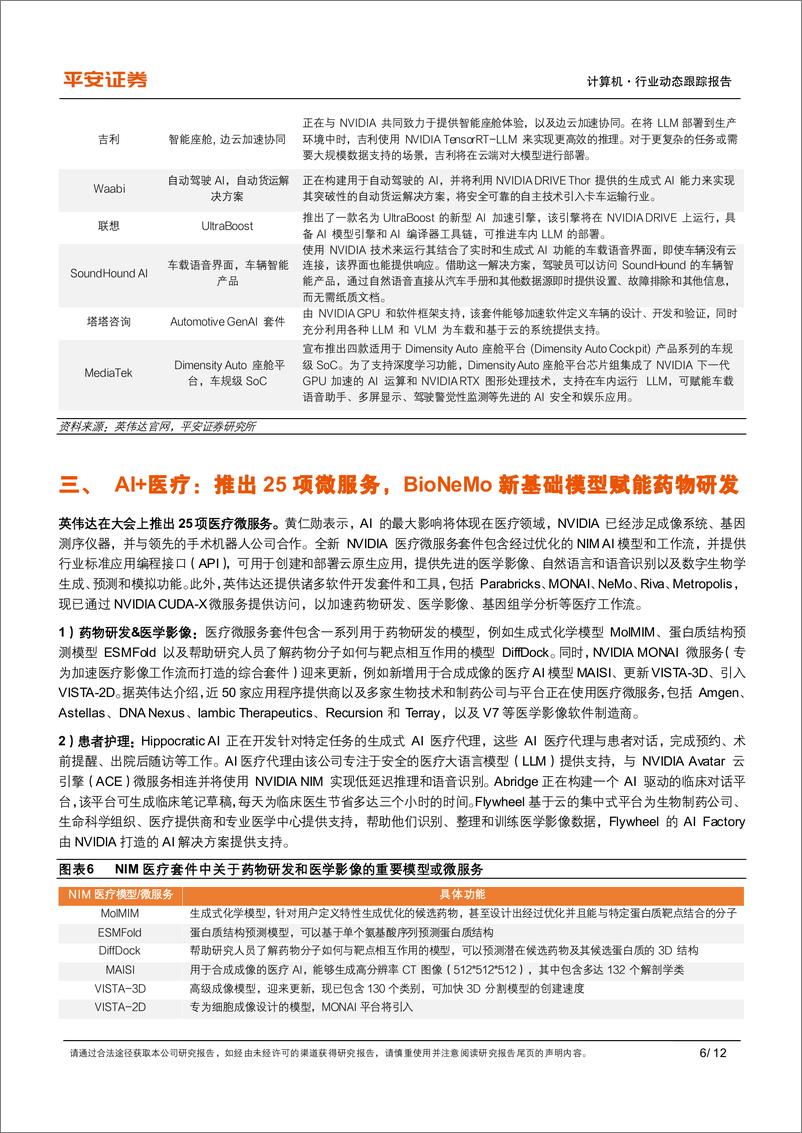 《计算机行业AI动态跟踪系列(二)-英伟达GTC+2024：AI软件与应用有哪些看点？-240327-平安证券-12页》 - 第6页预览图