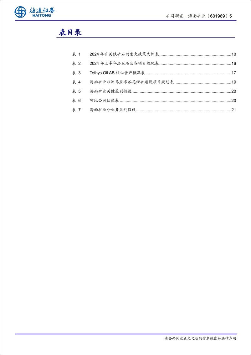 《海南矿业(601969)公司研究报告：“铁矿石%2b油气%2b锂”三轮驱动，海外布局再下一城-241215-海通证券-23页》 - 第5页预览图