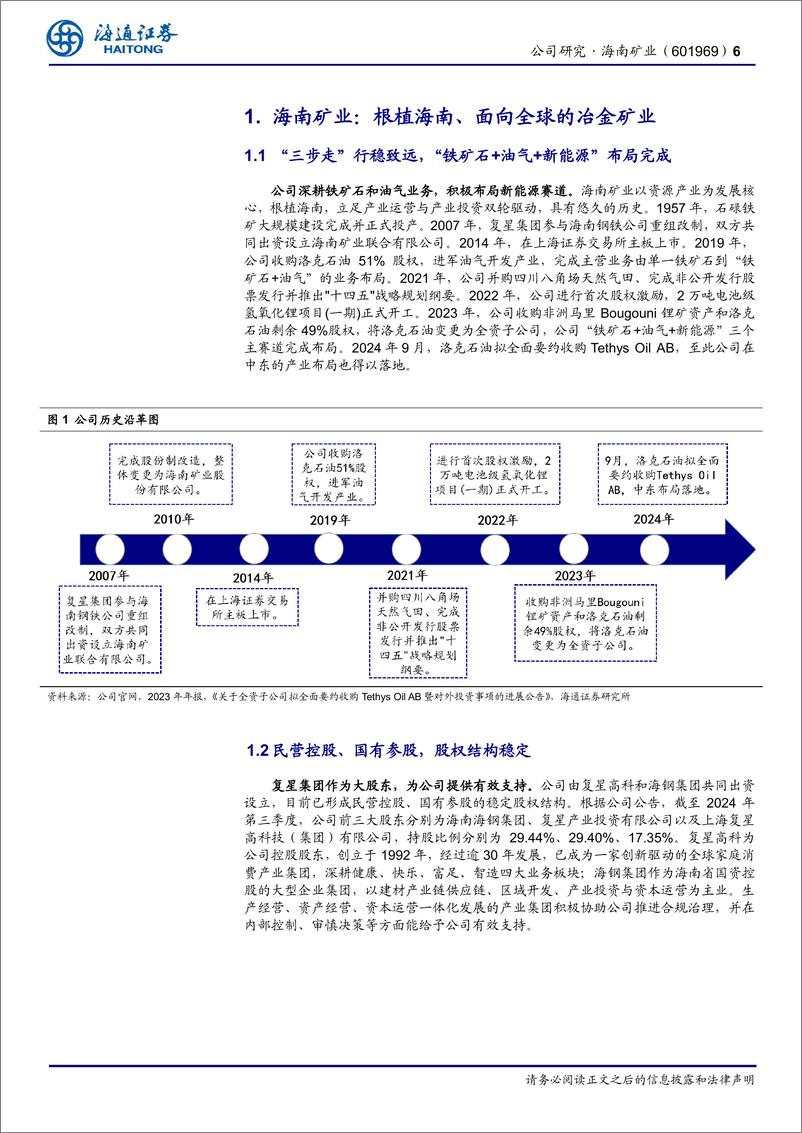 《海南矿业(601969)公司研究报告：“铁矿石%2b油气%2b锂”三轮驱动，海外布局再下一城-241215-海通证券-23页》 - 第6页预览图