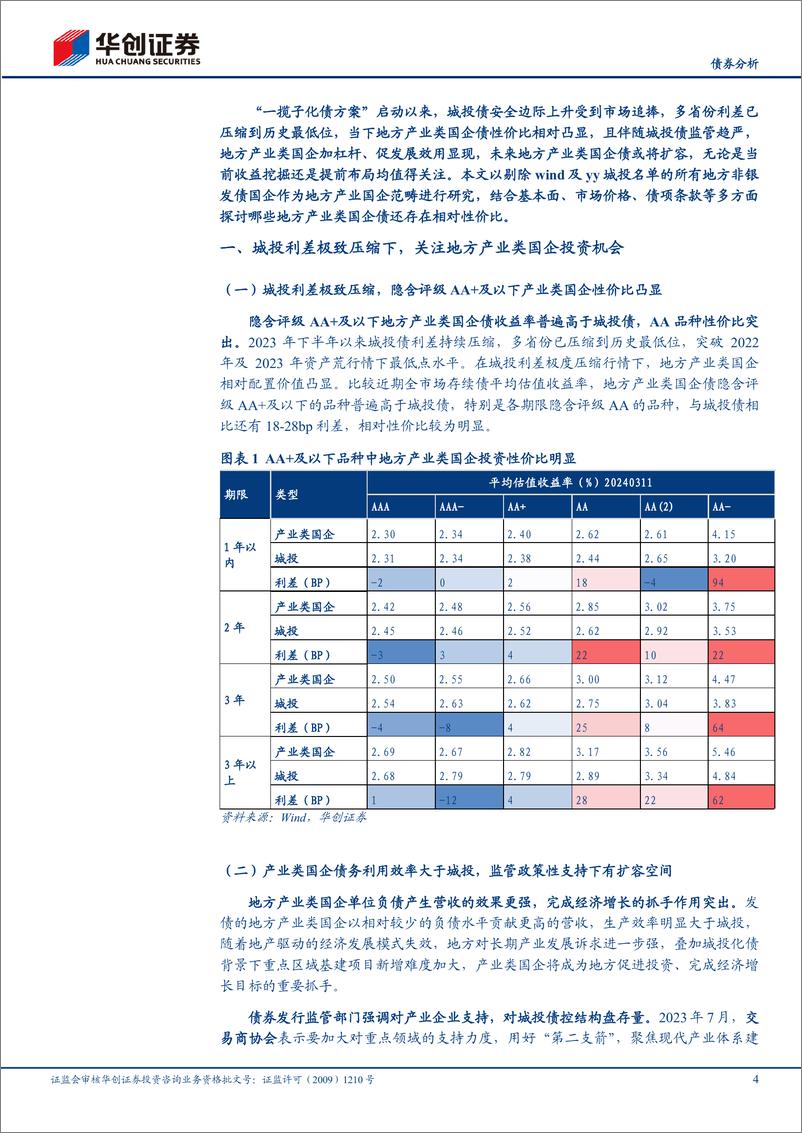 《【债券分析】哪些地方产业类国企债还有性价比？-240320-华创证券-12页》 - 第4页预览图