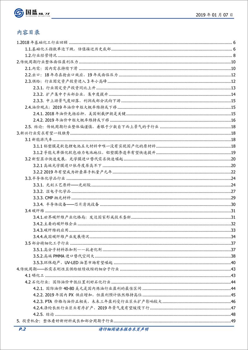 《化工行业策略：聚焦成长、布局新材料和精细化工-20190107-国盛证券-59页》 - 第3页预览图