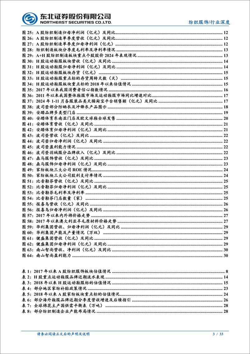 《纺织服饰行业2025年度策略：政策提振消费，静待东风来临-241223-东北证券-33页》 - 第3页预览图