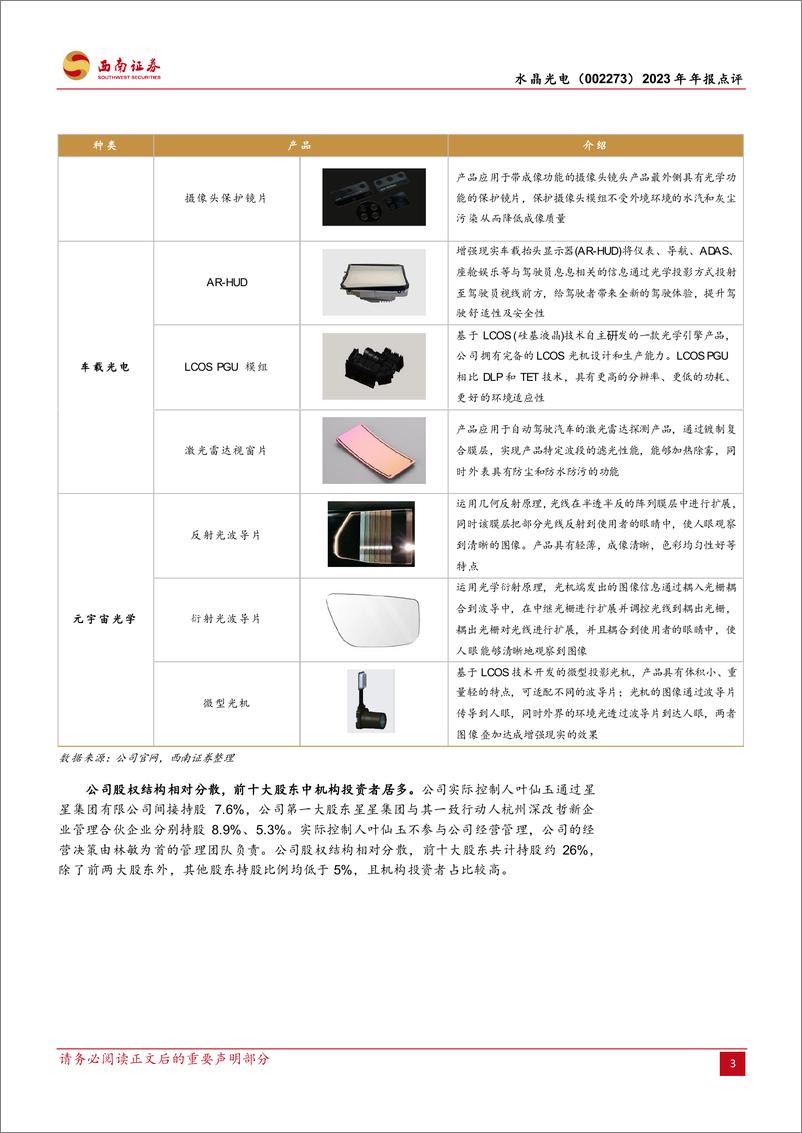 《水晶光电-002273.SZ-滤光片升级注入增长新动能，AR业务或有突破性进展-20240329-西南证券-12页》 - 第3页预览图