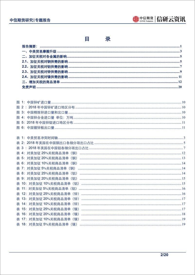 《有色金属专题报告：中美贸易摩擦加征关税对有色金属影响探究-20190517-中信期货-20页》 - 第3页预览图