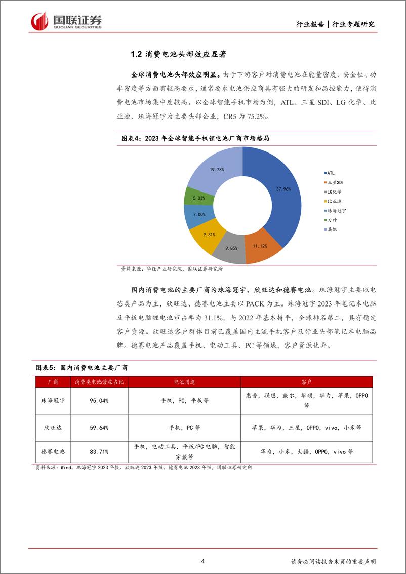 《电力设备行业专题研究：市场复苏叠加AI浪潮提振消费电池景气度-240627-国联证券-14页》 - 第4页预览图