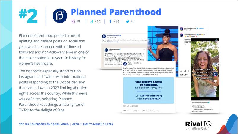 《RivalIQ：2023社交媒体上的100大非营利组织报告（英文版）》 - 第7页预览图