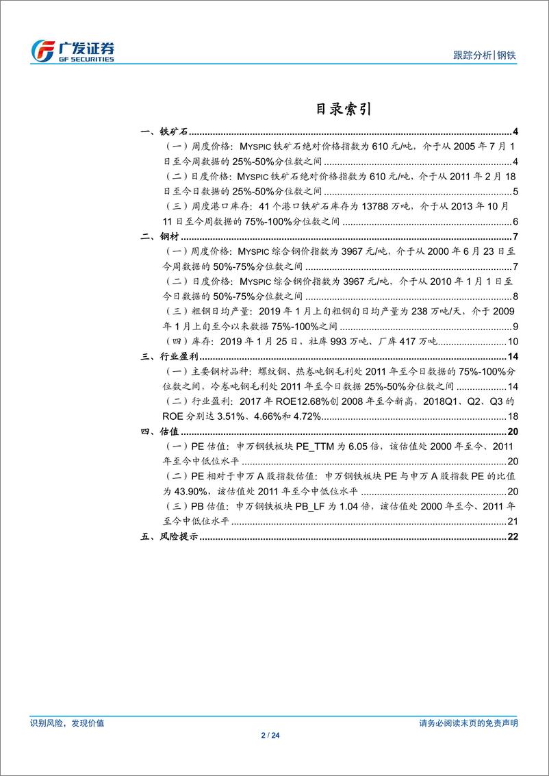 《钢铁行业全景观察（第3期）：产量、库存、价格、盈利与估值-20190127-广发证券-24页》 - 第3页预览图