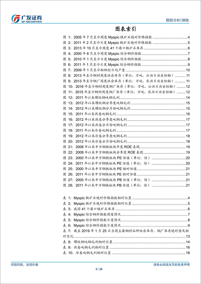 《钢铁行业全景观察（第3期）：产量、库存、价格、盈利与估值-20190127-广发证券-24页》 - 第4页预览图