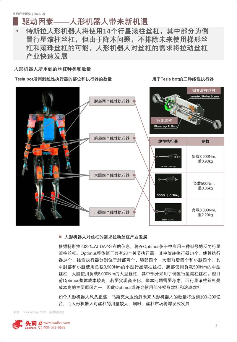 《头豹：2023年中国丝杠行业概览-人形机器人有望打开丝杠市场空间（摘要版）》 - 第3页预览图