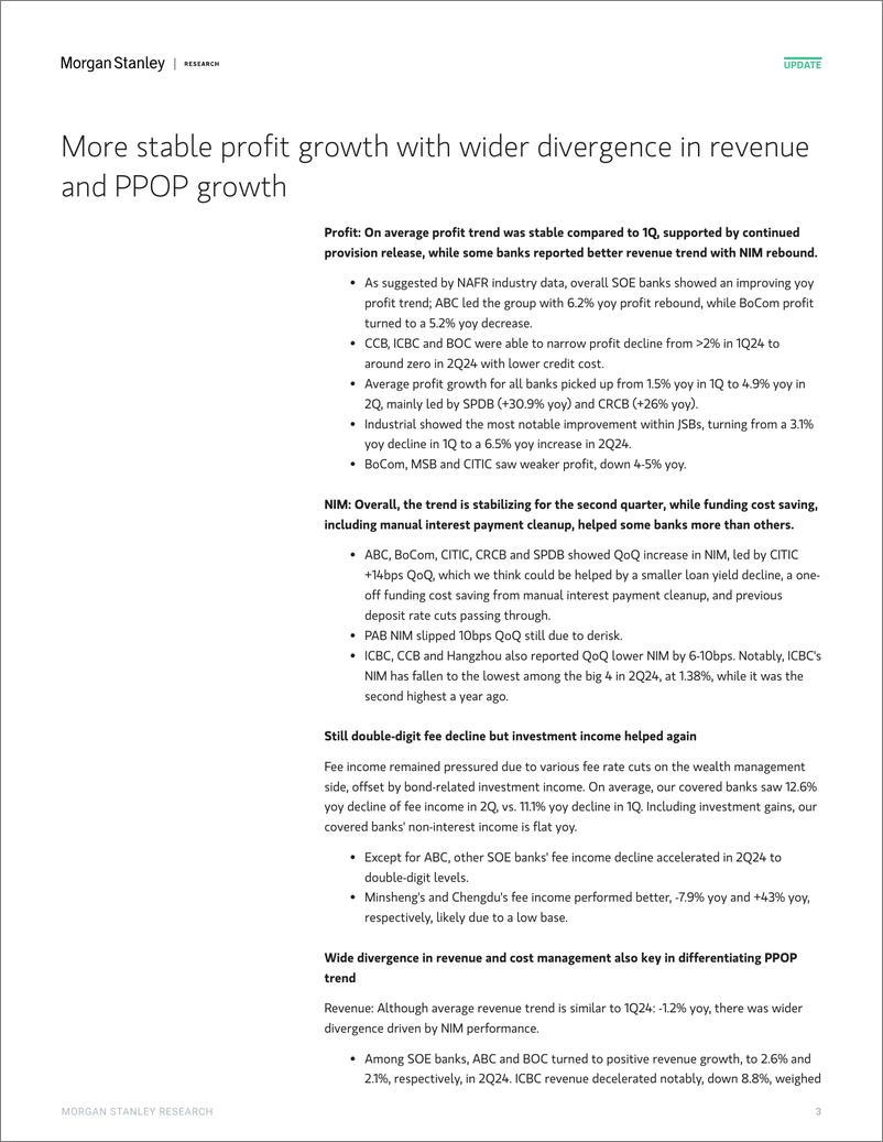 《Morgan Stanley-China Banks 2Q24 Wrap Earnings remained largely stable, bu...-110098773》 - 第3页预览图